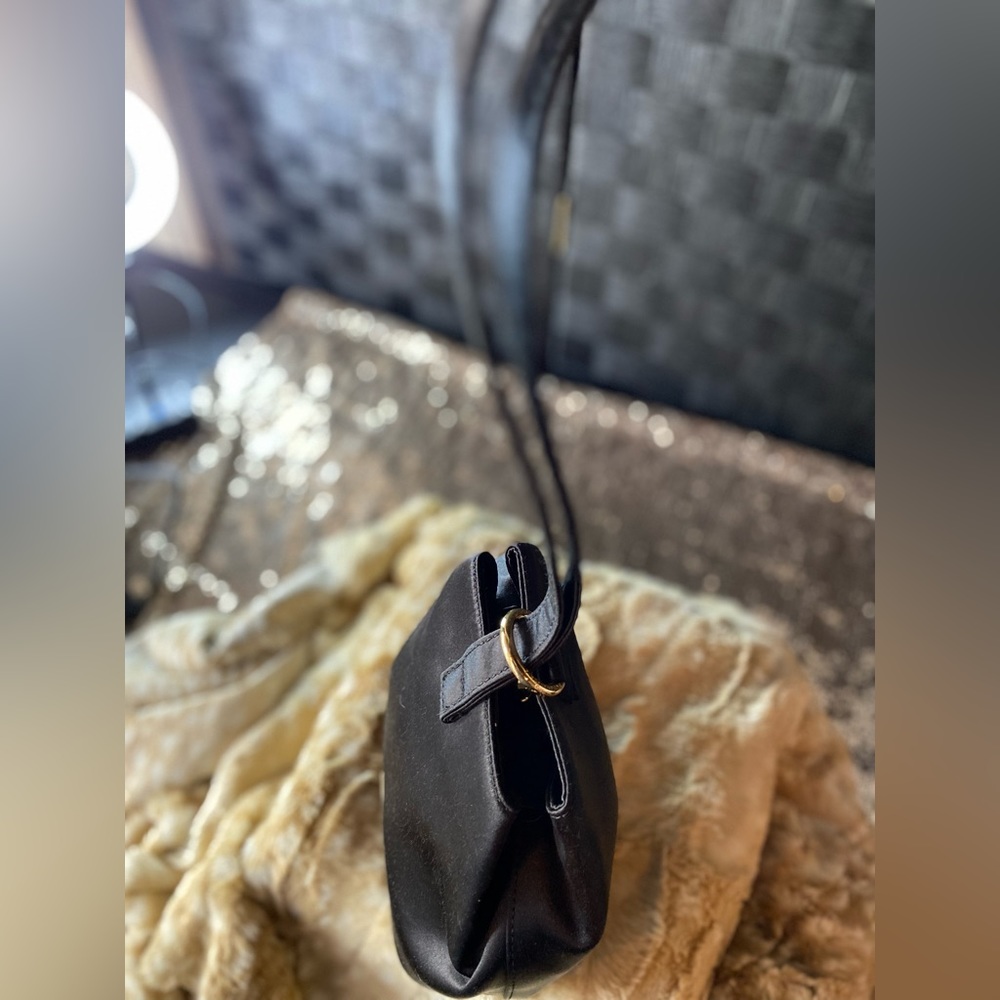 BCBG MaxAzria Black Satin Evening Purse - Picture 5 of 11